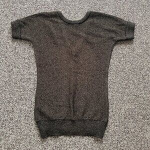 Dolce & Gabbana D&G Gold Black Shimmery V-Neck Back Sweater Top 38